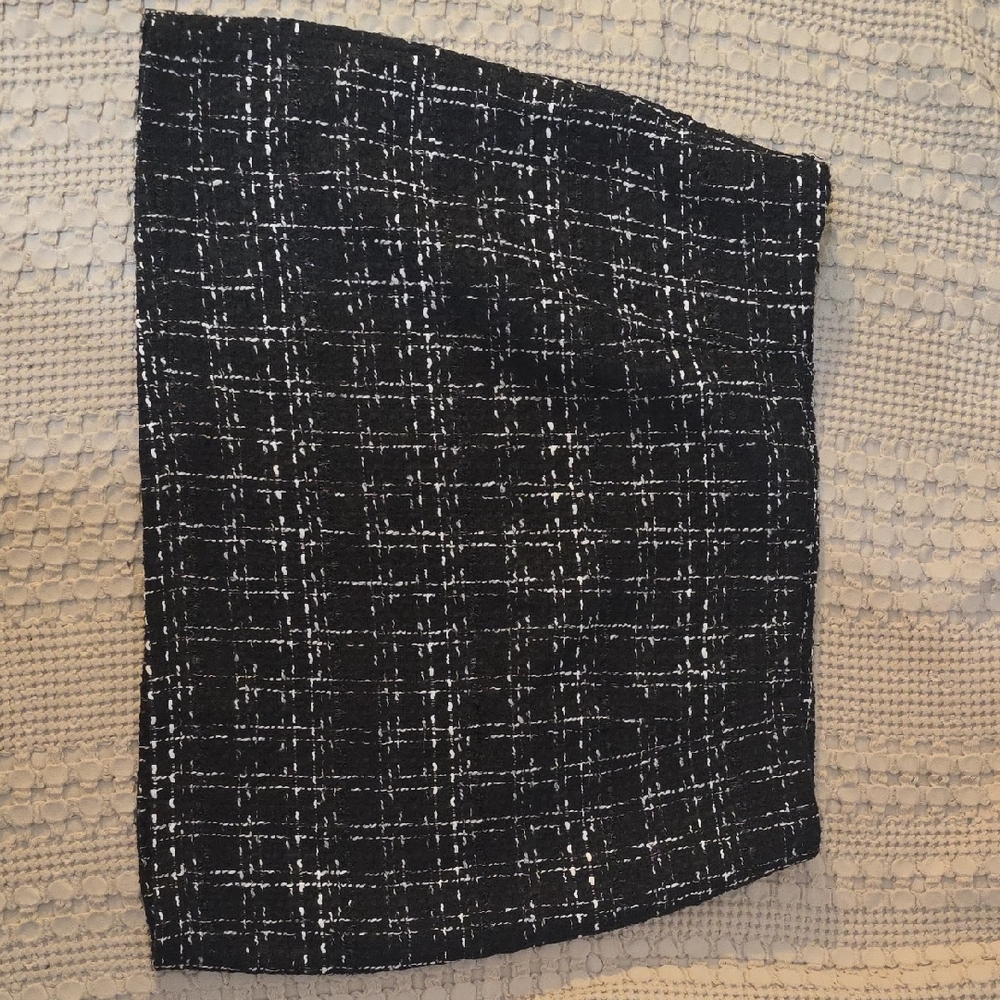Classic Black and White Tweed Skirt